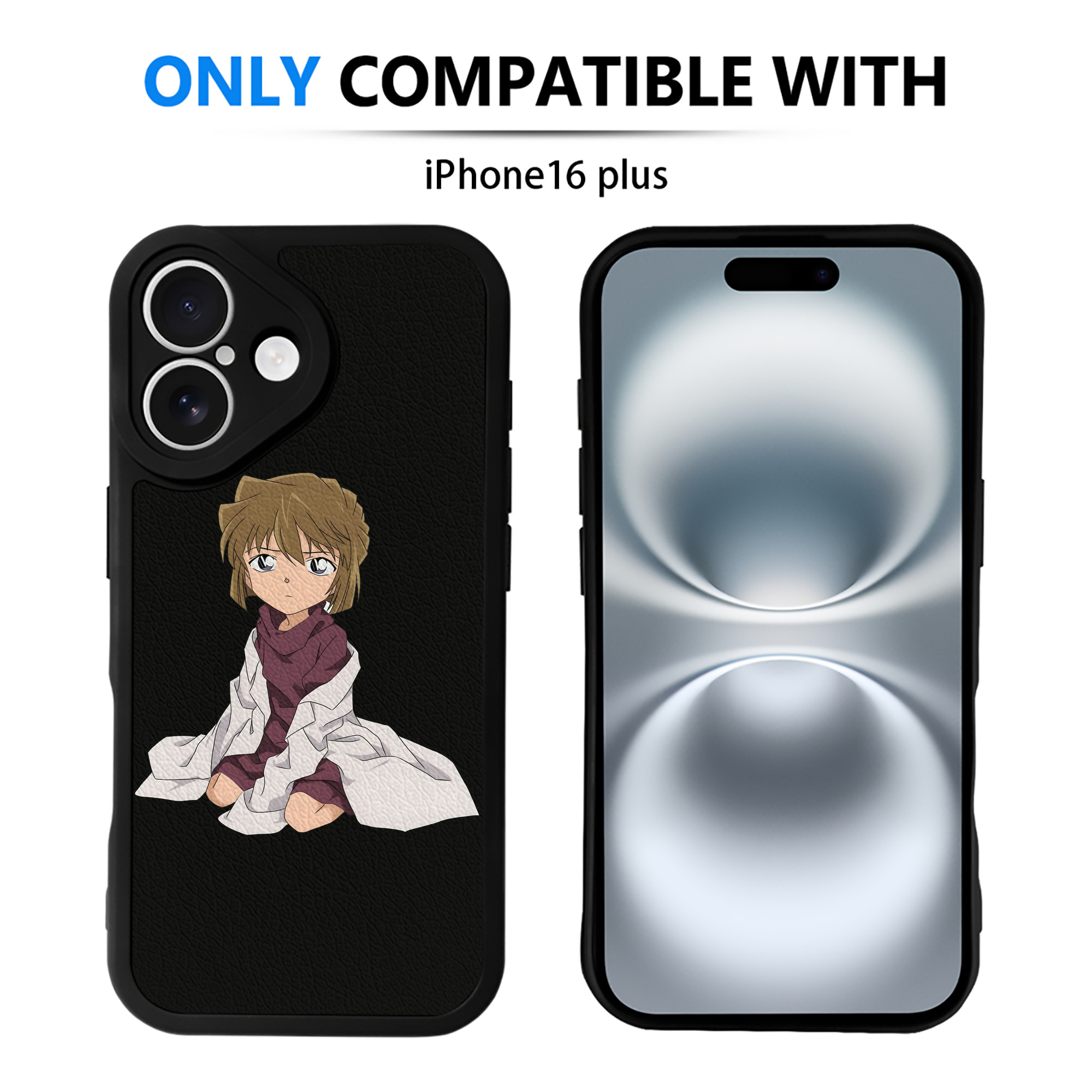 （画像用） 名探偵コナン 灰原 哀 はいばら あい Detective Conan Anita Hailey、Vi Graythorn Haibara Ai 【iPhone 16シリーズ対応】シリコンスマホケース（レザー調） 材質：シリコン